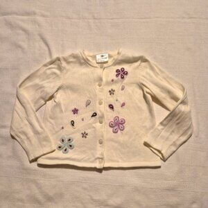 Hanna Andersson girls size 110 or 5 off white cardigan paisley design GUC